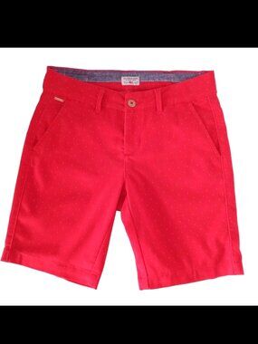 US Polo Assn Women Bermuda Shorts Sz 4 Red Blue Micro Print Casual Summer Beach